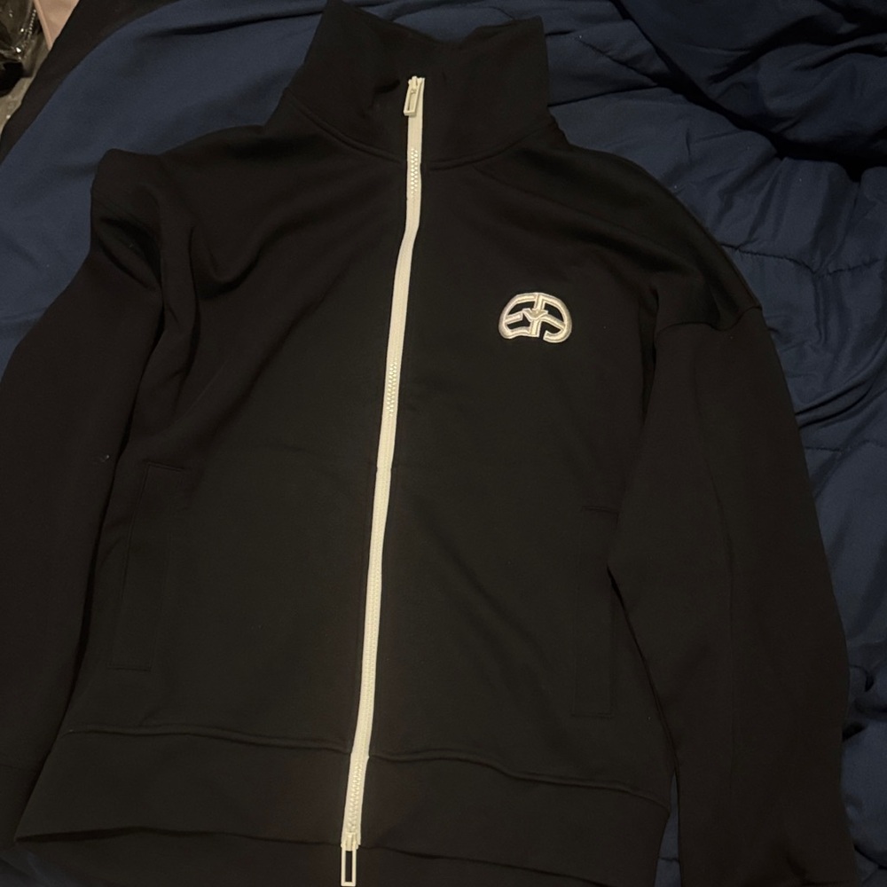 Black Zip-Up Jacket with White Logo